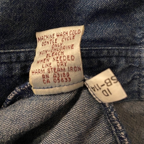 SUSAN BRISTOL Fall Denim Shirt Women Long Sleeve Tartan Patched Chambray Medium - Picture 7 of 14